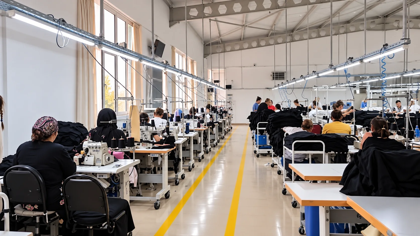 Sewing lines on the Havsa garment manufacturing floor
