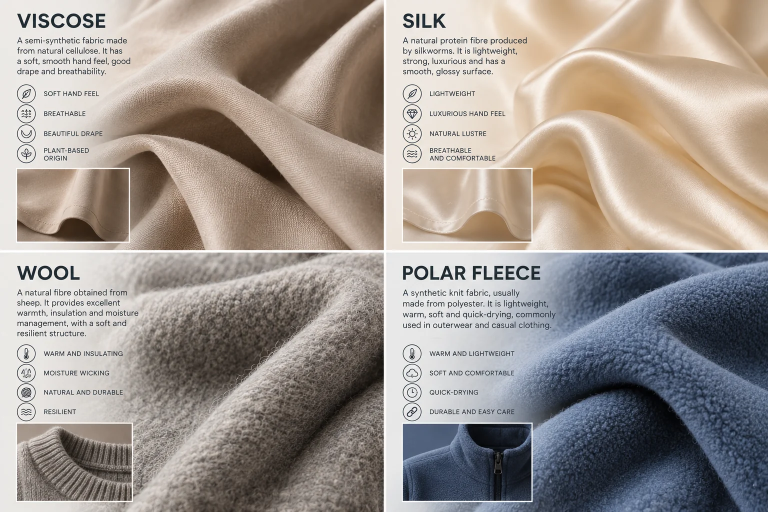Viscose, Rayon, Silk, Wool, Fleece and More